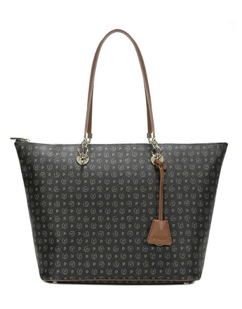 Borsa Pollini TE8410 Shopping Bag Heritage Logo Classic Nero/marrone