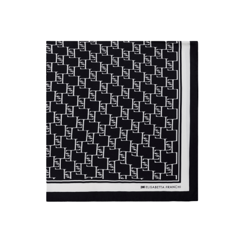 Foulard Elisabetta Franchi FO01L41E2 grande in twill di seta stampa logo