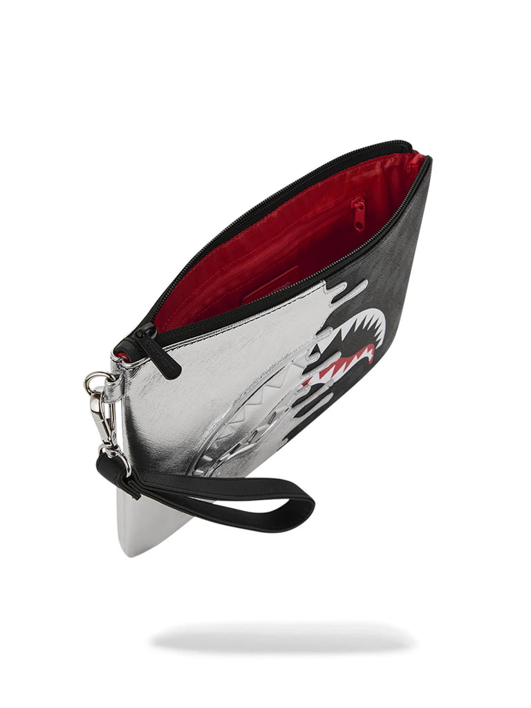 POCHETTE SPRAYGROUND 8929 SILVER SIDE DRIP CHECK BLACK CROSSBODY CLUTCH
