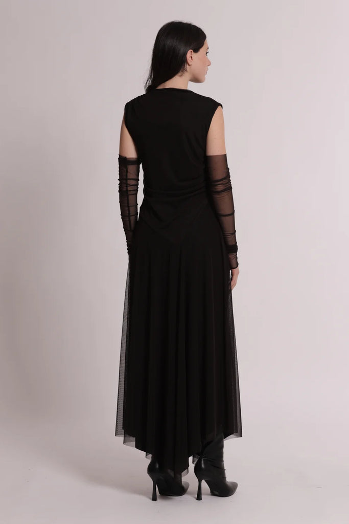 ABITO  MIMI MUA MIDI CON MANICOTTI E GONNA IN TULLE MSAP 4513