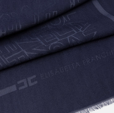 Pashmina Elisabetta Franchi SC02F46E2 quadrata in jacquard con lettering logo