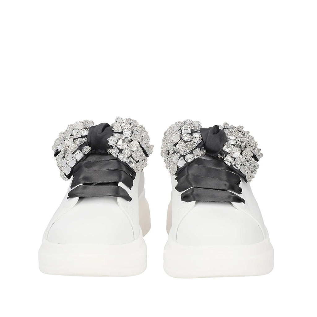 Sneaker Tosca Blu Art SS2402S013 Glamour fiocco strassato bianco/nero