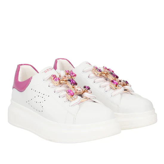 SNEAKER TOSCA BLU SS2402S017 GLAMOUR CON ACCESSORIO GIOIELLO BIANCO/FUCSIA