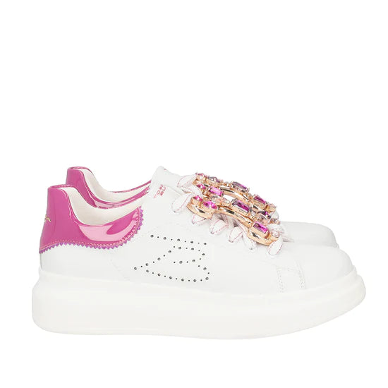 SNEAKER TOSCA BLU SS2402S017 GLAMOUR CON ACCESSORIO GIOIELLO BIANCO/FUCSIA