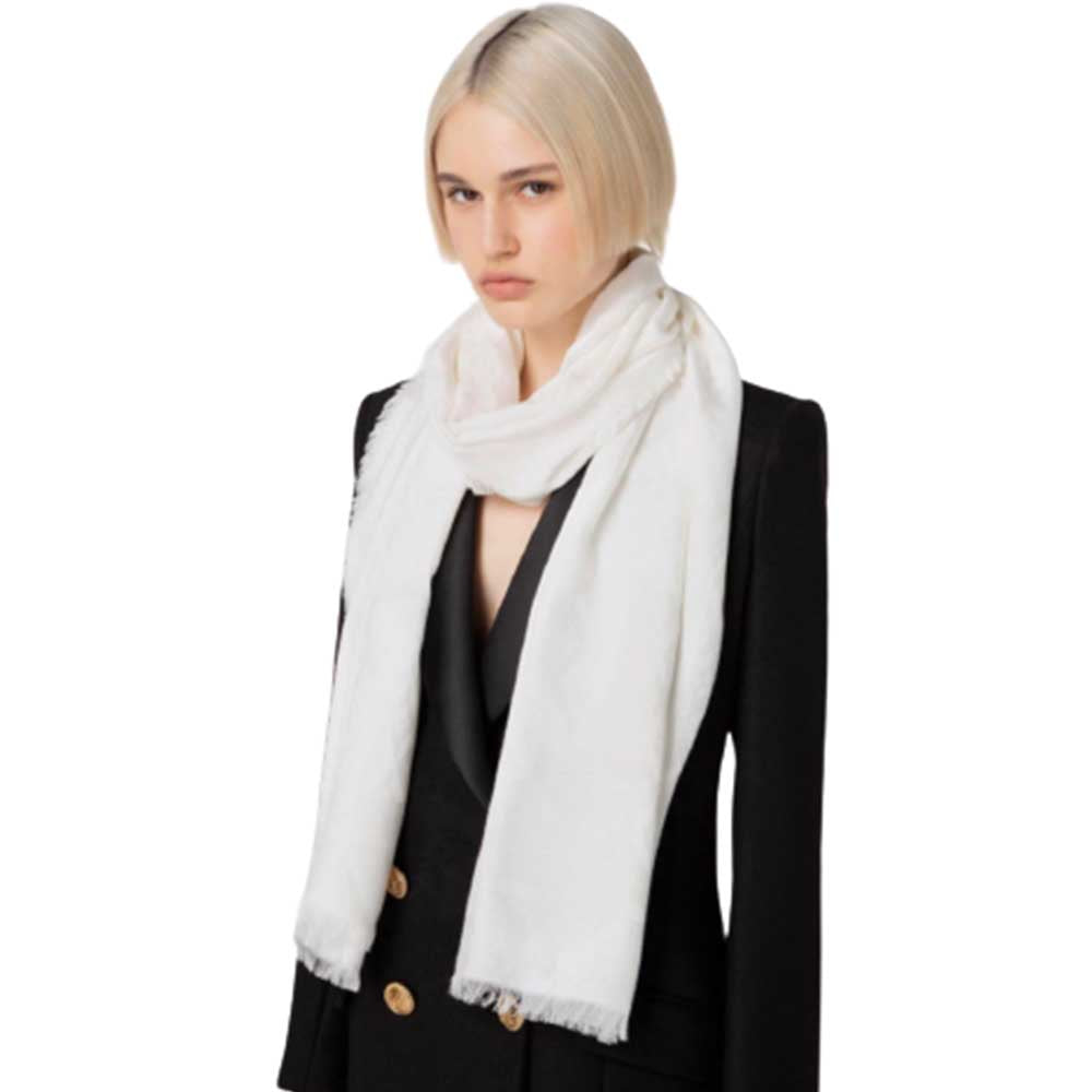 Pashmina Elisabetta Franchi art SC02F36E2 in jacquard avorio
