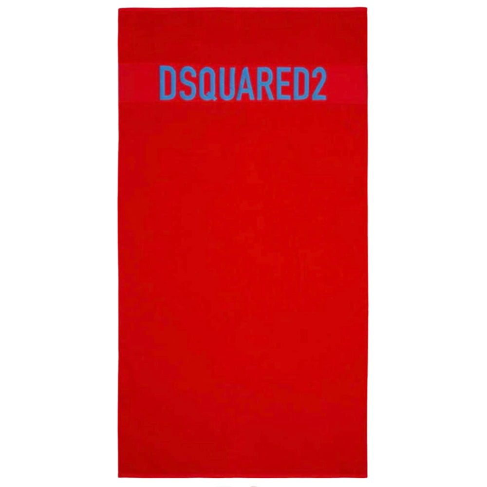Telo mare DSQUARED2 art D7P004800 rosso con logo azzurro
