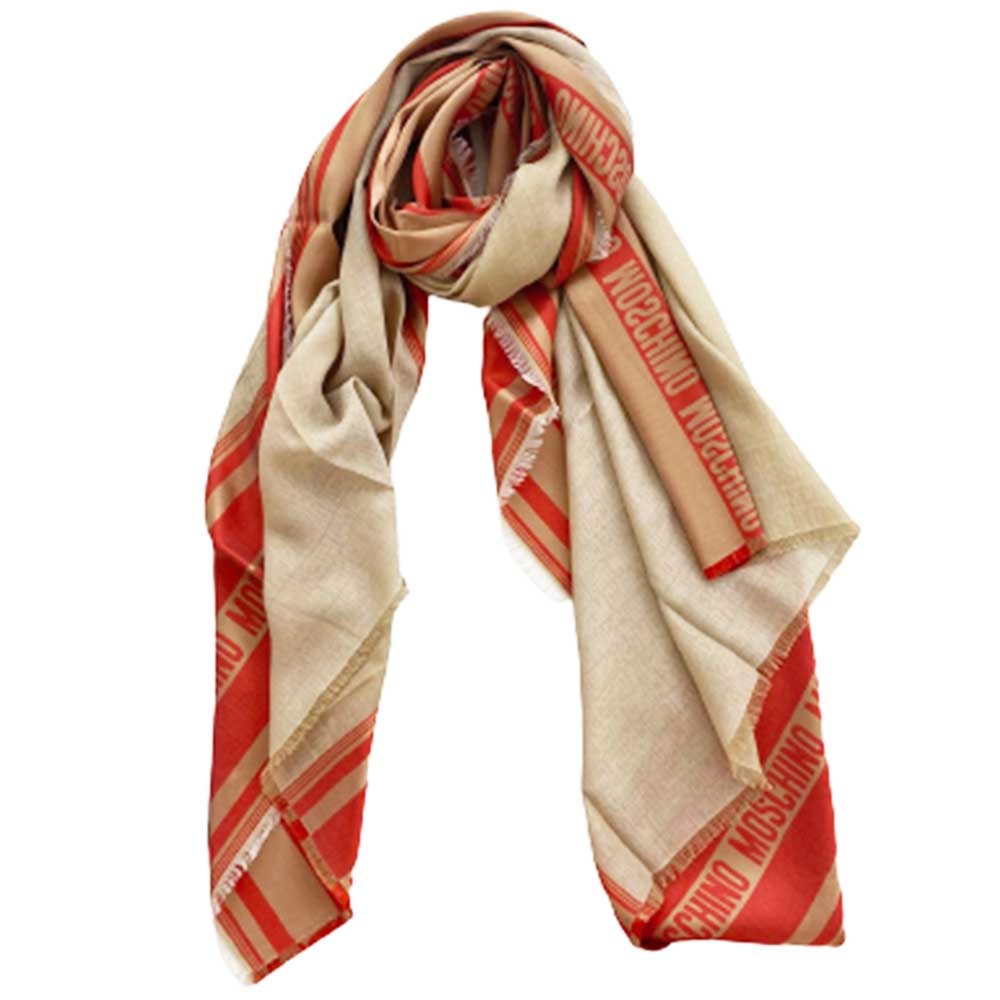 Stola Moschino art 30755 con fantasia logo e righe