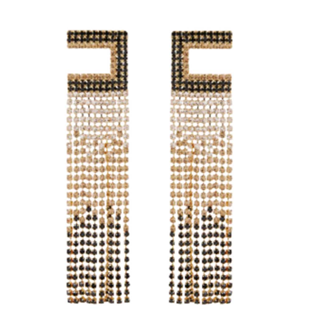 Orecchini Elisabetta Franchi art OR33M37E2 pendenti con strass oro nero