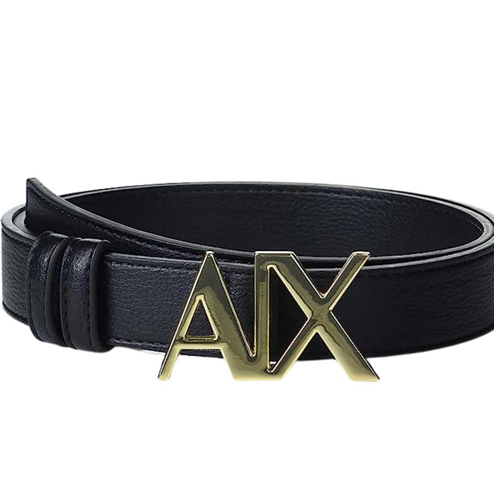 Cintura Armani Exchange art 941134 2F730 nera con placca AX colore oro
