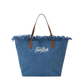 Borsa Saint Barth Shopper City Bag Fringe In Tessuto Denim CBF0001 01759L