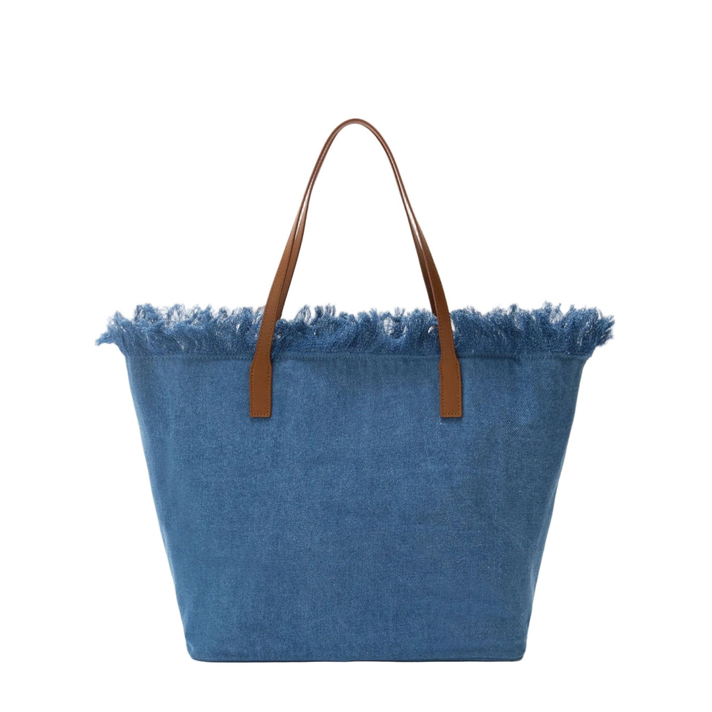 Borsa Saint Barth Shopper City Bag Big Fringe In Tessuto Denim CBF0001 01759L