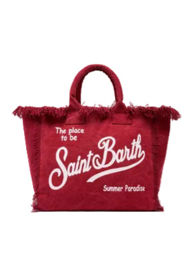 Borsa Mare Saint Barth Vanity Bordeaux Con Logo Bianco VANI001 00171L