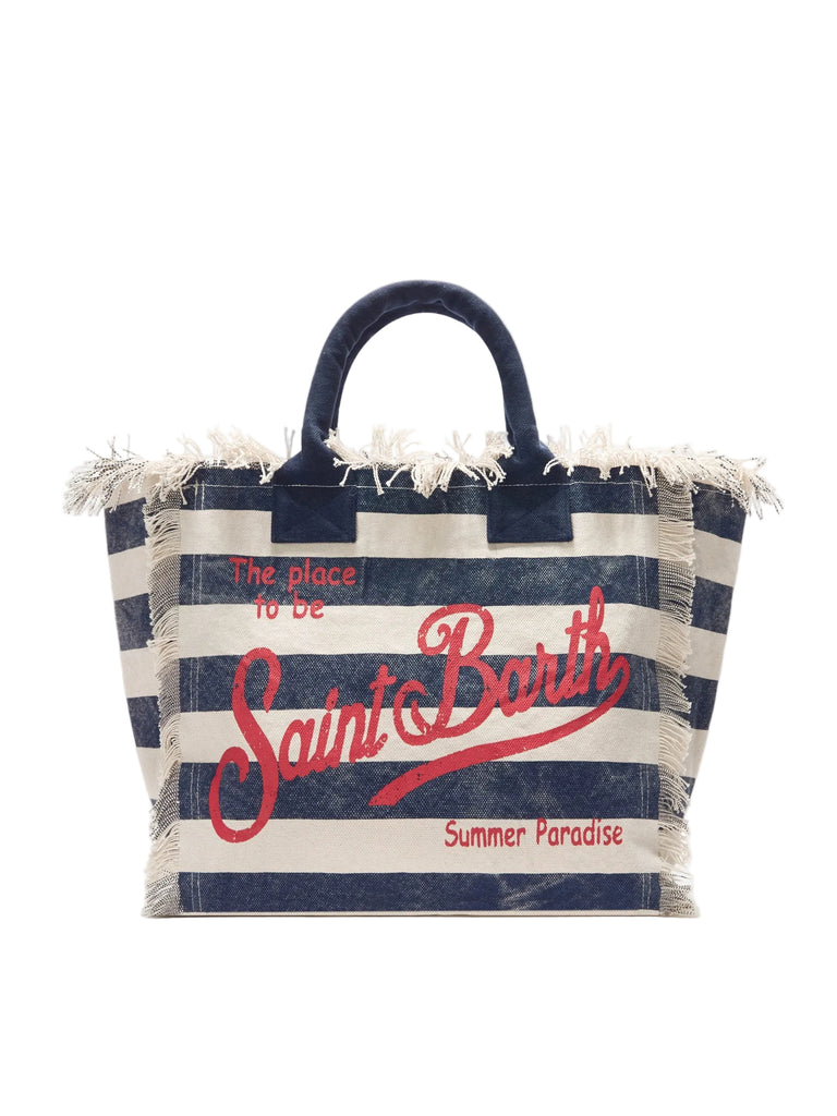 Borsa Mare Saint Barth Vanity A Righe Beige E Blu VANI001 08251L