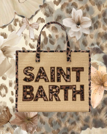 Borsa Saint Barth Vivian Mid Straw Patch Leopardato VVID001 00369L