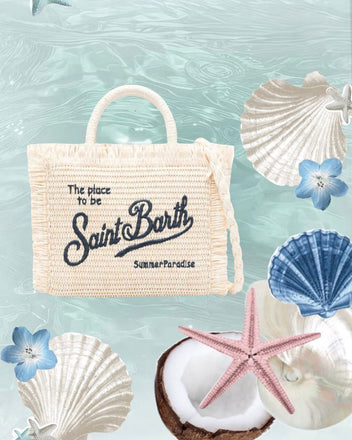 Borsa Saint Barth Vanity Mini Straw Bianca VAMI00900895L