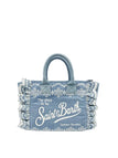 Borsa Saint Barth Colette Volant In Denim  Ricami A Fiori COL0027 02535L