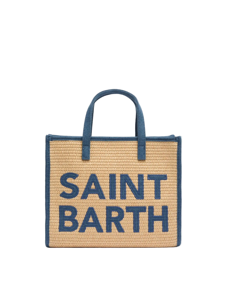 Borsa Saint Barth Vivian Mid Straw Patch In Denim VVID001 00438L