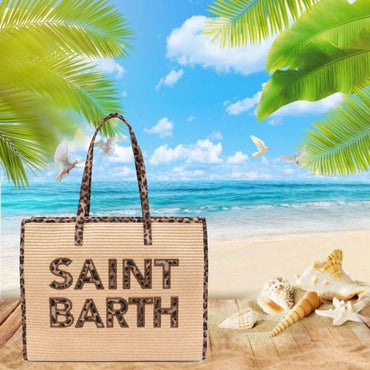 Borsa Saint Barth Vivian Straw Patch Leopardato VIV0007 00369L
