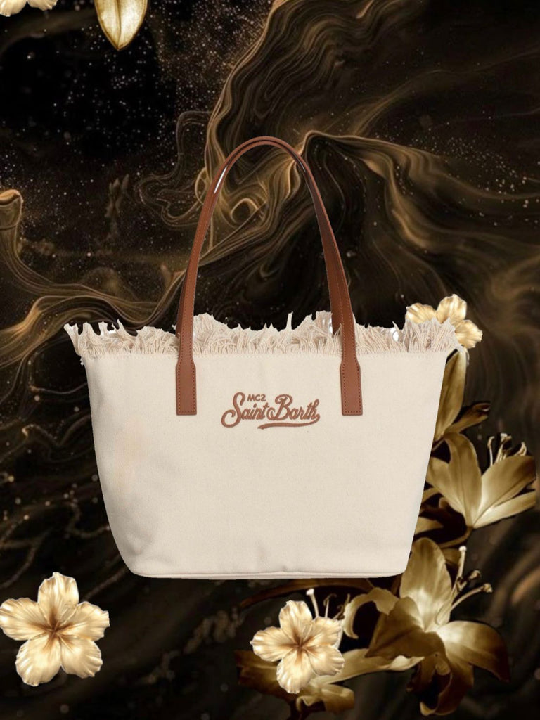 Borsa Saint Barth City Bag Fringe In Canvas CBMF001 00302L
