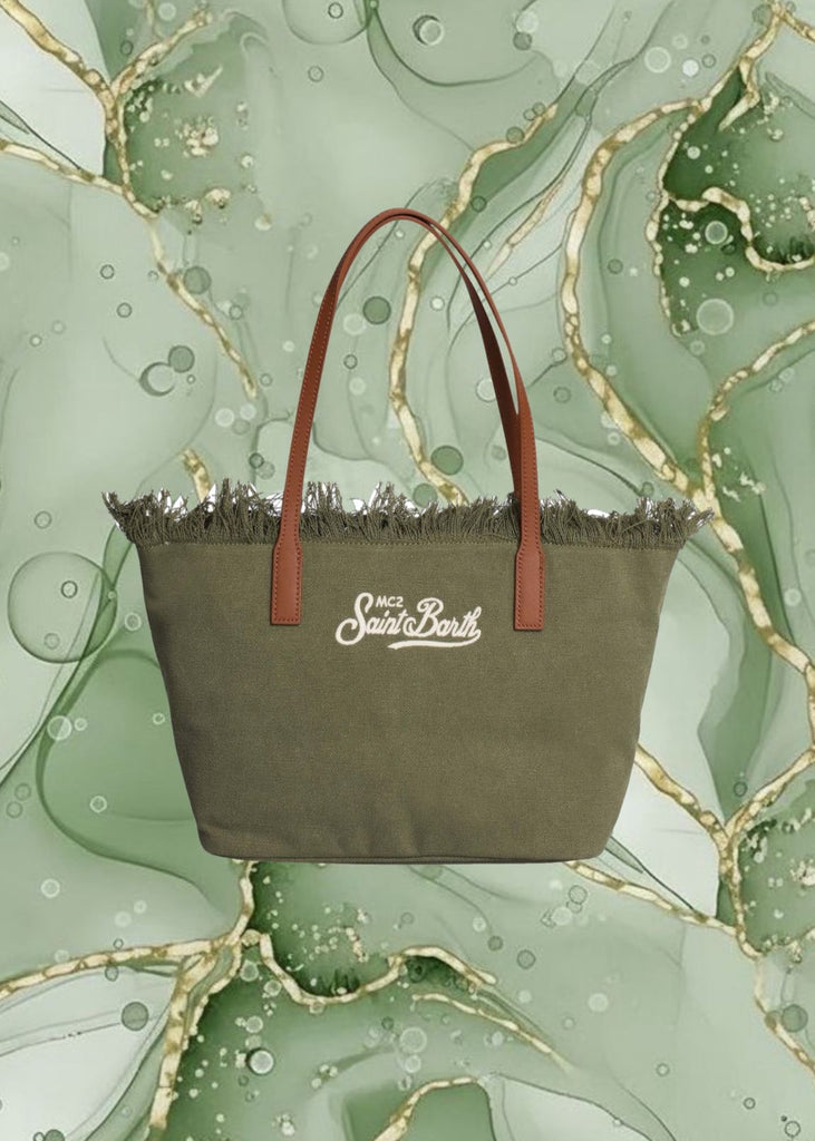 Borsa Saint Barth City Bag Fringe In Canvas CBMF001 00587L