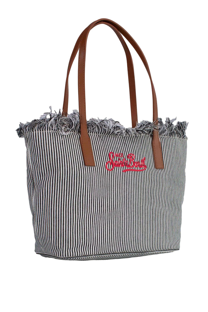 Borsa Saint Barth City Bag Mid Fringe Micro Stripes CBMF001 01769L