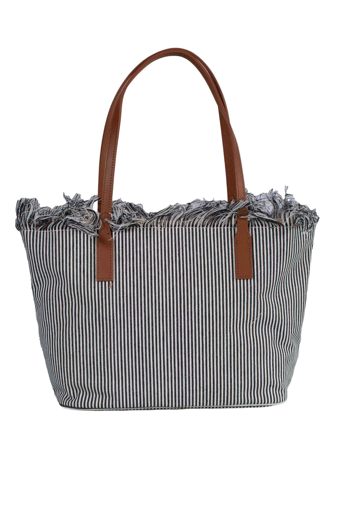 Borsa Saint Barth City Bag Mid Fringe Micro Stripes CBMF001 01769L