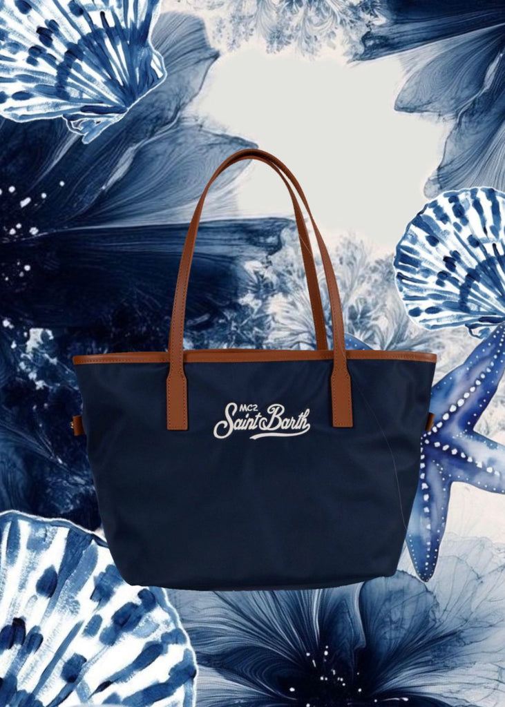 Borsa Saint Barth City Bag Mid Nylon Blu CB0004 01823L