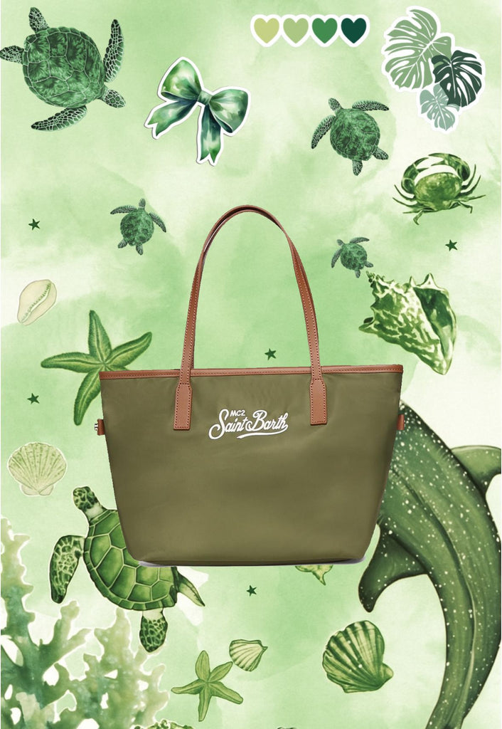 Borsa Saint Barth City Bag Mid Nylon Verde CB0004 00219L