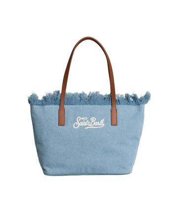 Borsa Saint Barth City Bag Mid Fringe Denim Light CBMF001 01759L