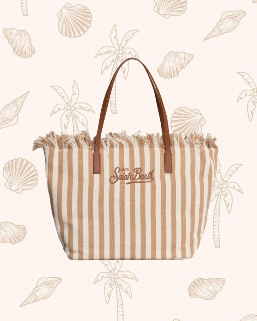 Borsa Saint Barth City Bag Mid Fringe HB Stripes CBMF001 01763L