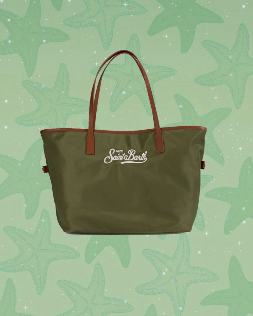Borsa Saint Barth City Bag Big In Nylon Colore Verde CB0002 00219L