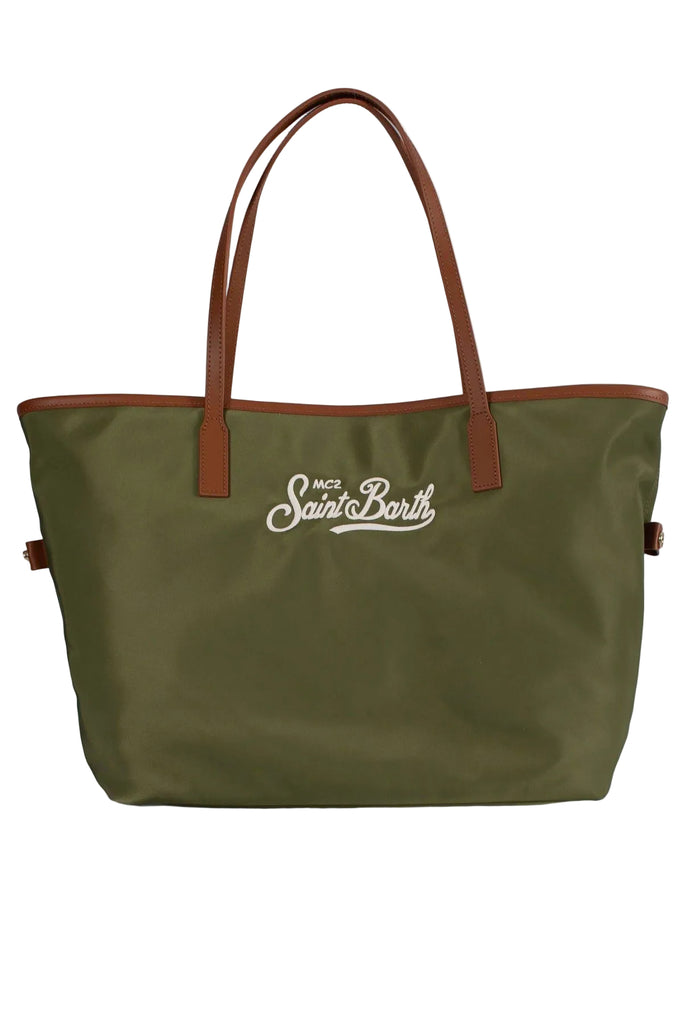 Borsa Saint Barth City Bag Big In Nylon Colore Verde CB0002 00219L