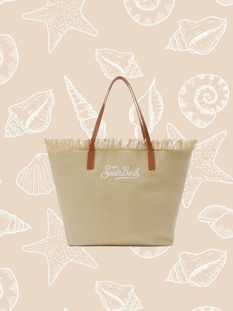 Borsa Saint Barth City Bag Big Con Fringe In Canvas CBF0001 01741L