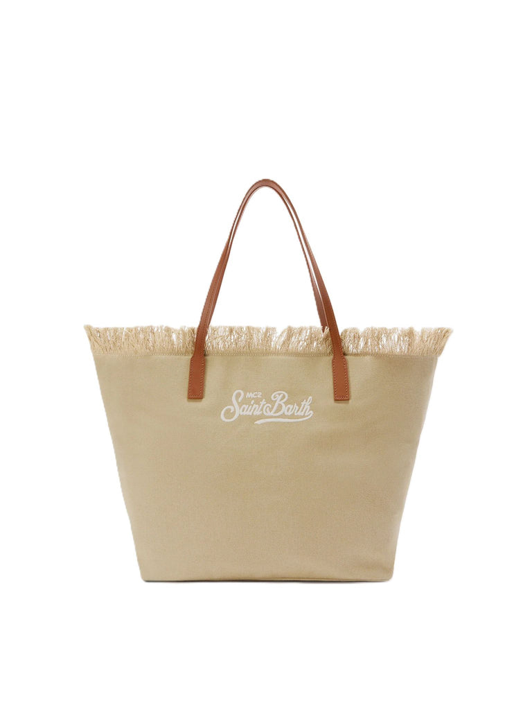 Borsa Saint Barth City Bag Big Con Fringe In Canvas CBF0001 01741L