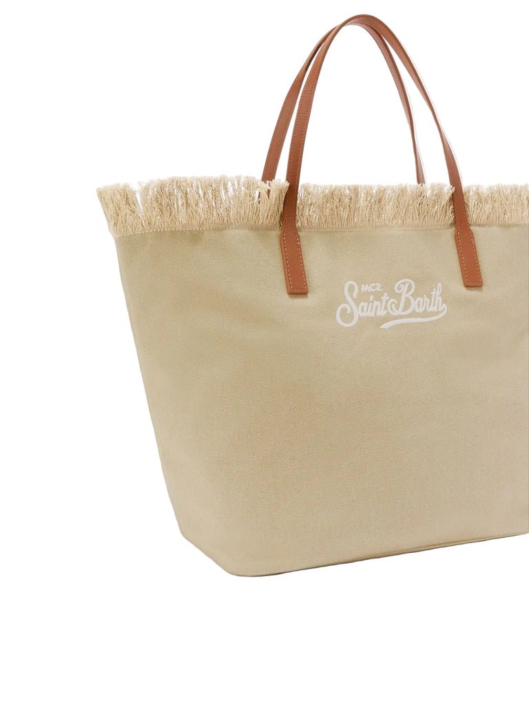 Borsa Saint Barth City Bag Big Con Fringe In Canvas CBF0001 01741L