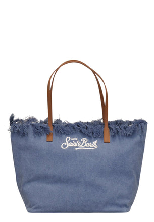 Borsa Saint Barth City Bag Big In Denim Con Fringe CBF0001 00436L