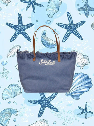 Borsa Saint Barth City Bag Big In Denim Con Fringe CBF0001 00436L