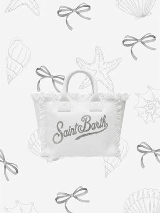 Borsa Saint Barth Colette Bianca Con Logo In Strass COL0001 02571L