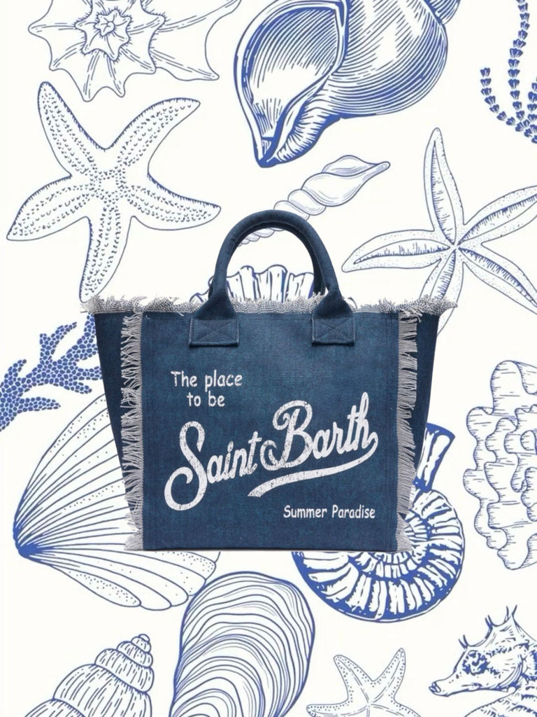 Borsa Saint Barth Vanity In Canvas Denim Dark VANI001 00431L