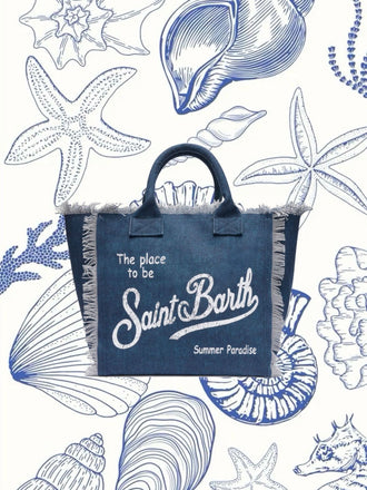 Borsa Saint Barth Vanity In Canvas Denim Dark VANI001 00431L