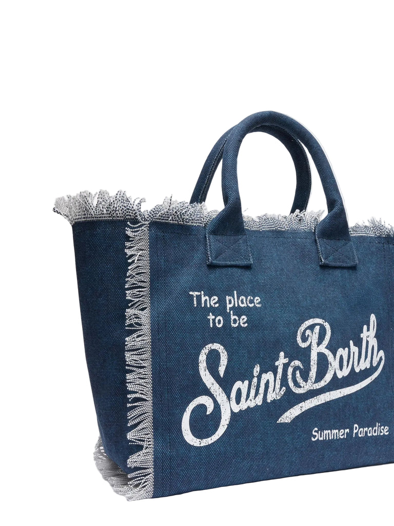 Borsa Saint Barth Vanity In Canvas Denim Dark VANI001 00431L