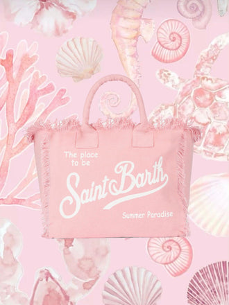 Borsa Saint Barth Vanity In Canvas Rosa VANI001 00135L