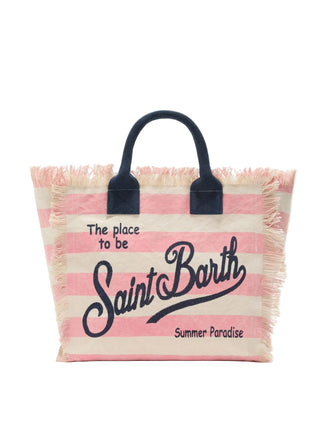 Borsa Saint Barth Vanity A Righe Rosa E Beige VANI001 000640L