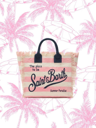 Borsa Saint Barth Vanity A Righe Rosa E Beige VANI001 000640L