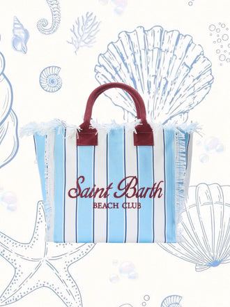 Borsa Saint Barth Vanity A Righe Azzurre E Beige VANI001 00938L