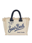 Borsa Saint Barth Vanity Big Beige Con Logo Blu VANI001 02564L