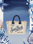Borsa Saint Barth Vanity Big Beige Con Logo Blu VANI001 02564L
