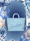 Borsa Saint Barth Vanity Azzurra Con Logo In Strass VANI001 0404L