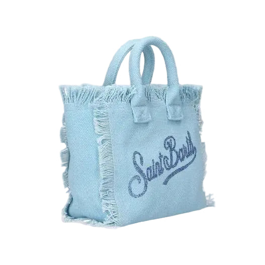 Borsa Saint Barth Vanity Azzurra Con Logo In Strass VANI001 0404L