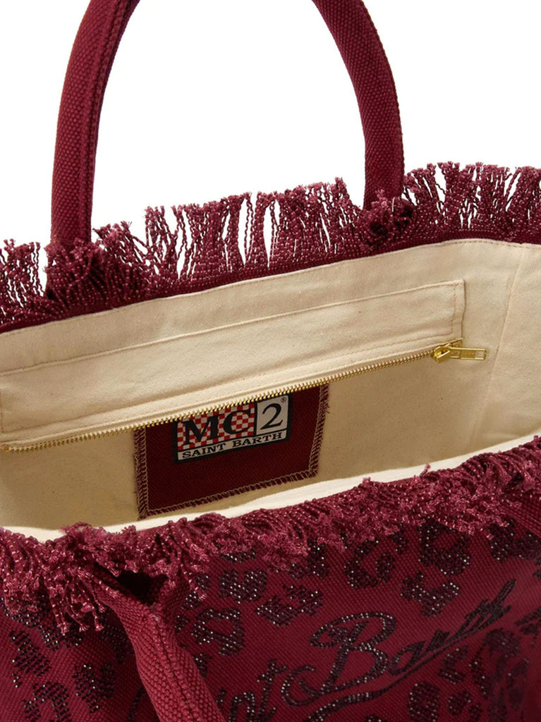 Borsa Saint Barth Vanity Leopardata Rossa Con Strass VANI001 00269L